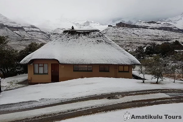 Snow at Thendele Camp Royal National Park Northern Drakensberg